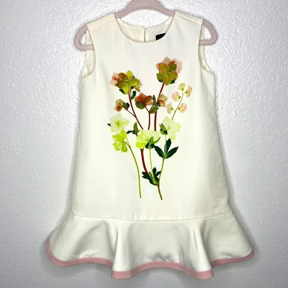 Victoria Beckham Cream Dress with Floral Design